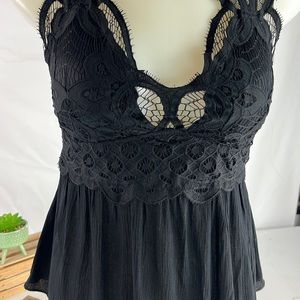 New Black Corset Crochet Lace Cami Tank Top Size M
